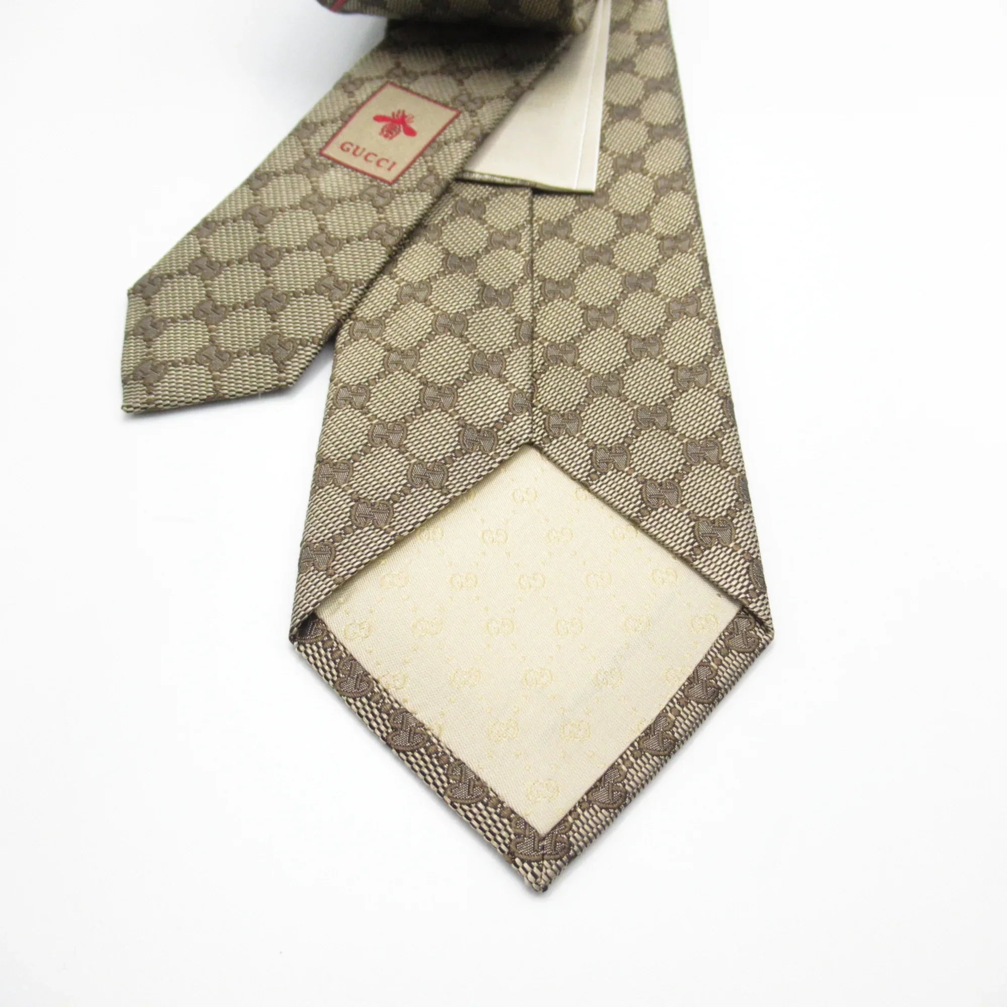 tie Beige silk (New) Pre-Owned