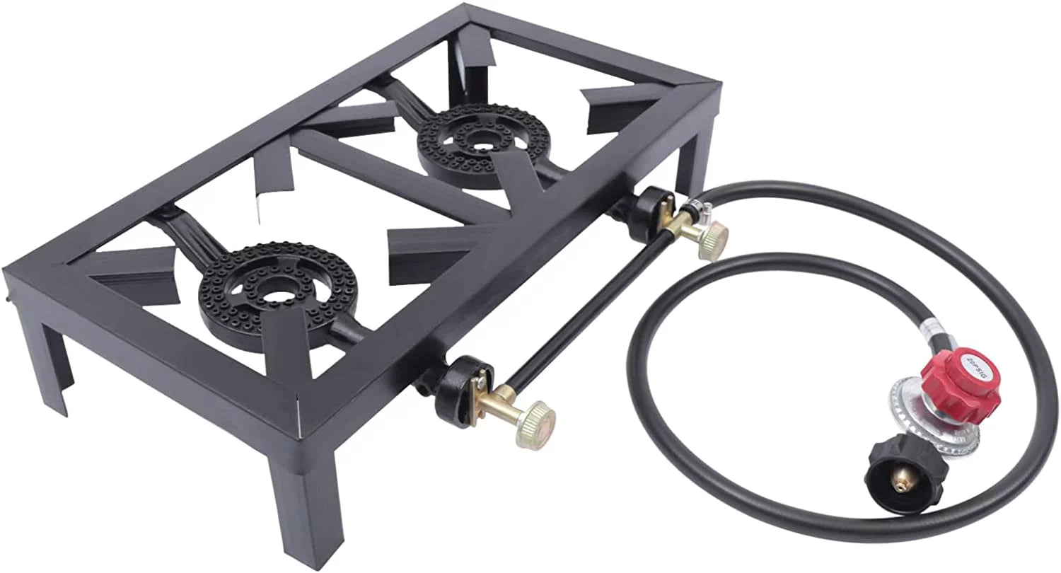 for Camping Stove 2 Flkoendmall Propane Portable Burner Patio Cooker exterior 8000W Gas