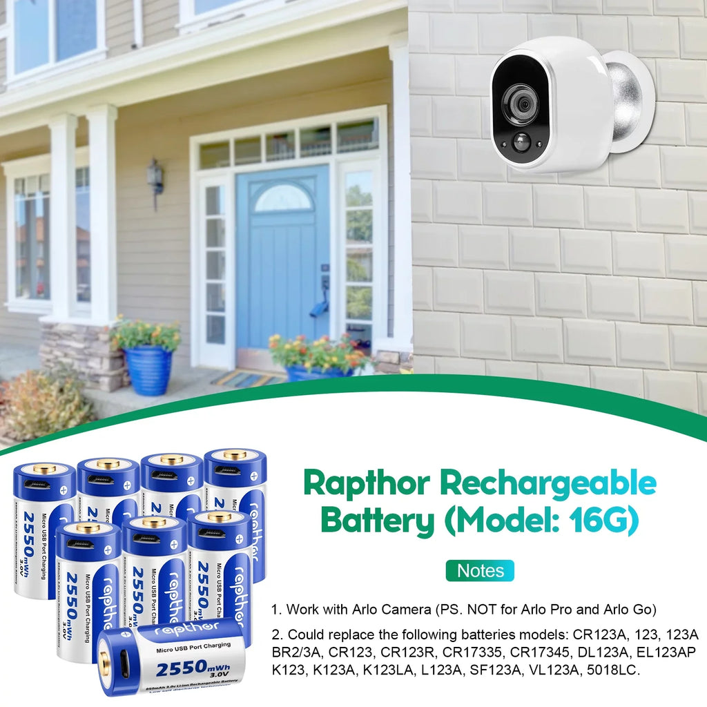 Pack VMK3200 Wireless Compatible Batteries VMS3330 of Camera (850mAh) Rapthor Arlo Arlo Rechargeable VMS3430 4 with VMC3030 VMS3130 Security
