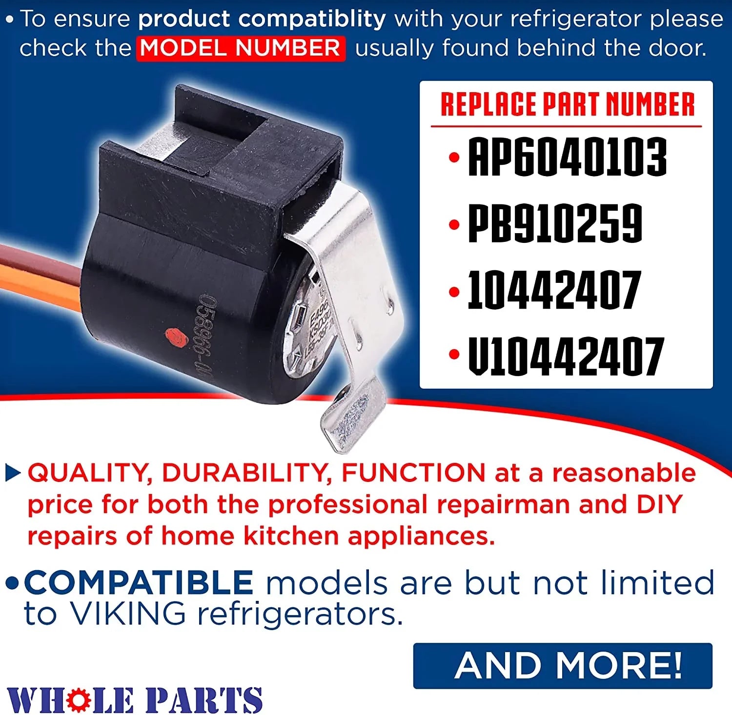 Defrost Replacement Thermostat Some 058966-000 # Terminator & - Compatible Whole With Parts Refrigerators Part Viking