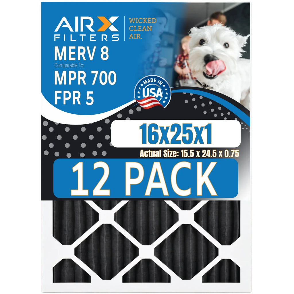 WICKED Pet - of Made to FILTERS CLEAN Air Comparable FPR AIR. MERV Furnace Rating, 5, Filter by 700, AIRX 16x25x1 12 8 Pack USA Odor in Filters Retention MPR Filters