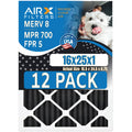 WICKED Pet - of Made to FILTERS CLEAN Air Comparable FPR AIR. MERV Furnace Rating, 5, Filter by 700, AIRX 16x25x1 12 8 Pack USA Odor in Filters Retention MPR Filters