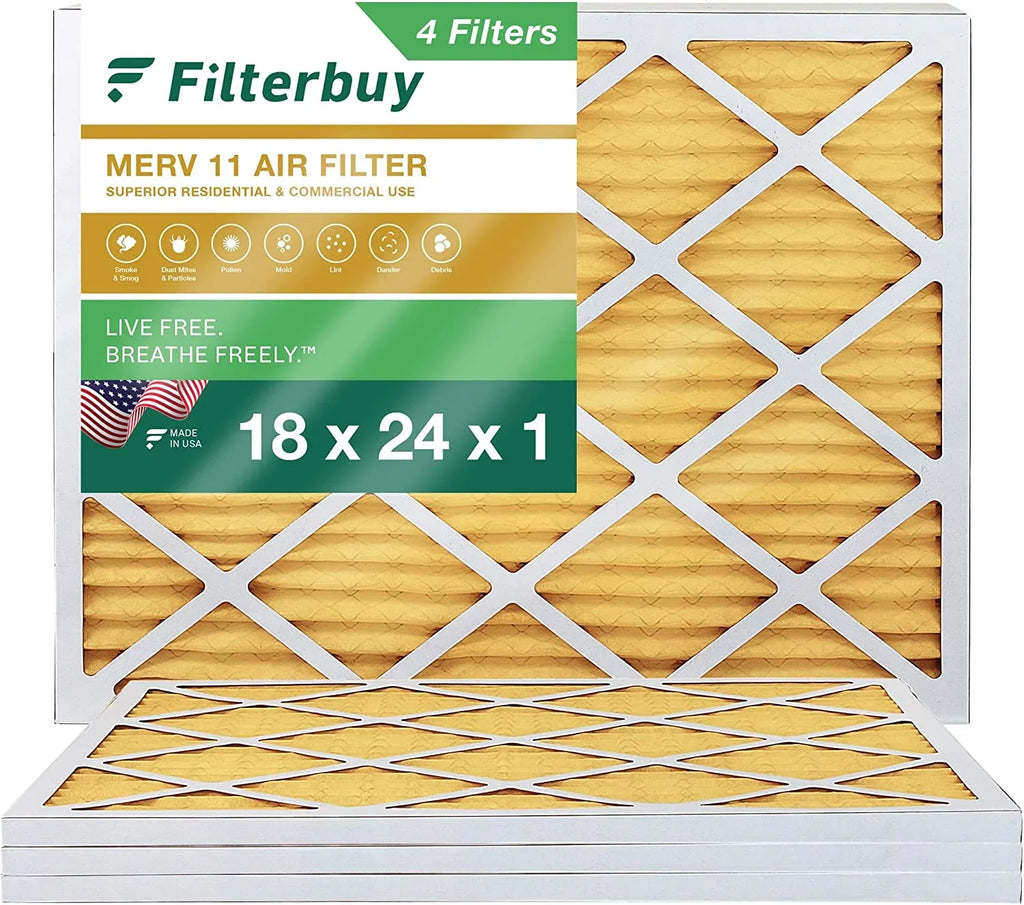 HVAC Filters Filterbuy MERV 11 Air 18x24x1 (4-Pack) Pleated Furnace AC