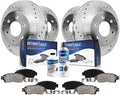 Slotted Ceramic 12'' Brake and Drilled 12.78'' Pads: Rear Rotors Detroit Sierra Astro Brakes Kit Brake Front Replacement Chevy - Silverado Tahoe Safari Axle Yukon 1500 for GMC Rotors Disc