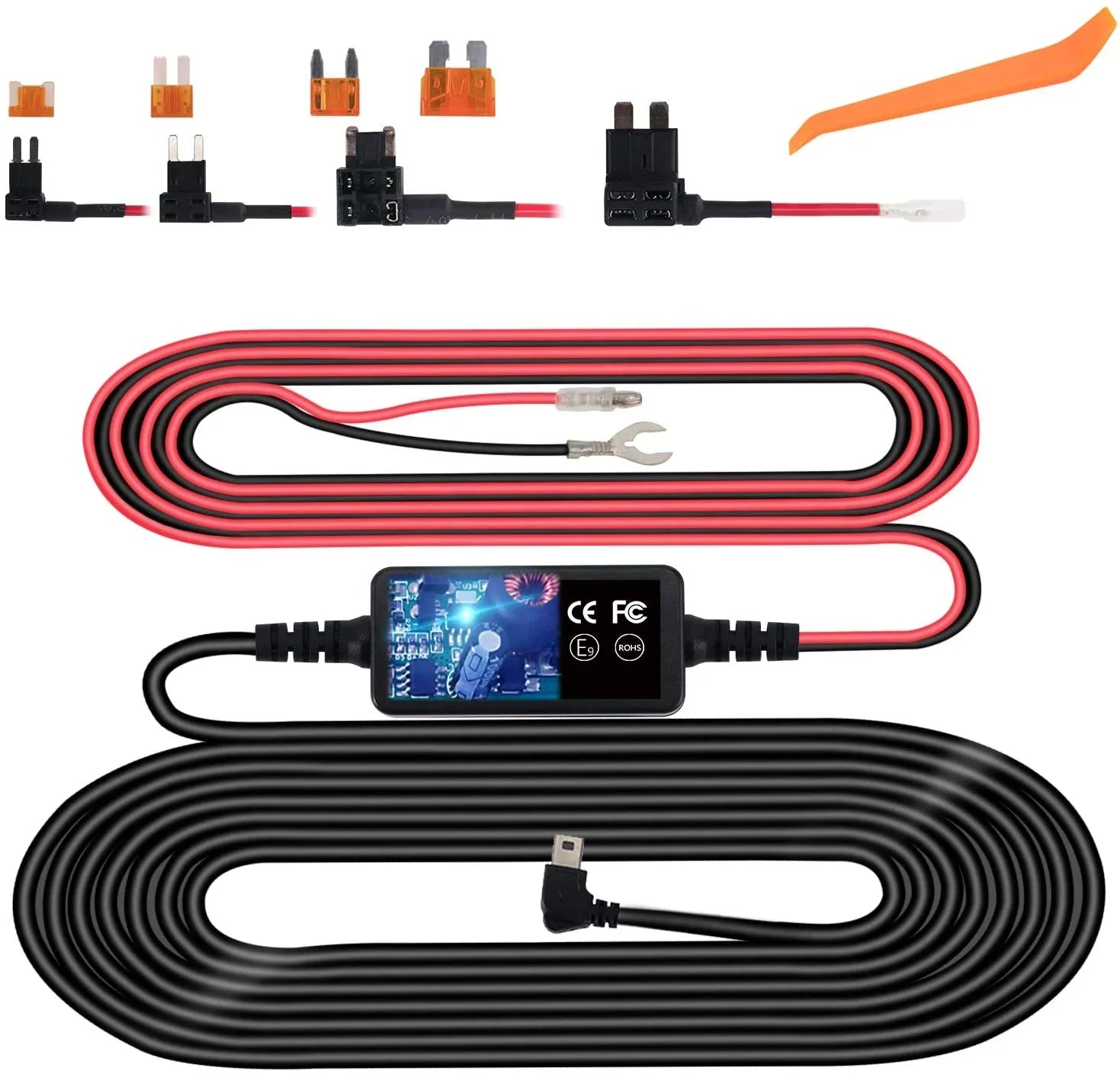 to 12V-24V ro 5V Hard Kit Dashcam, Car USB Kit, Hardwire Wire for Cord, Power Cam Camera Dash Plozoe Dash Charger