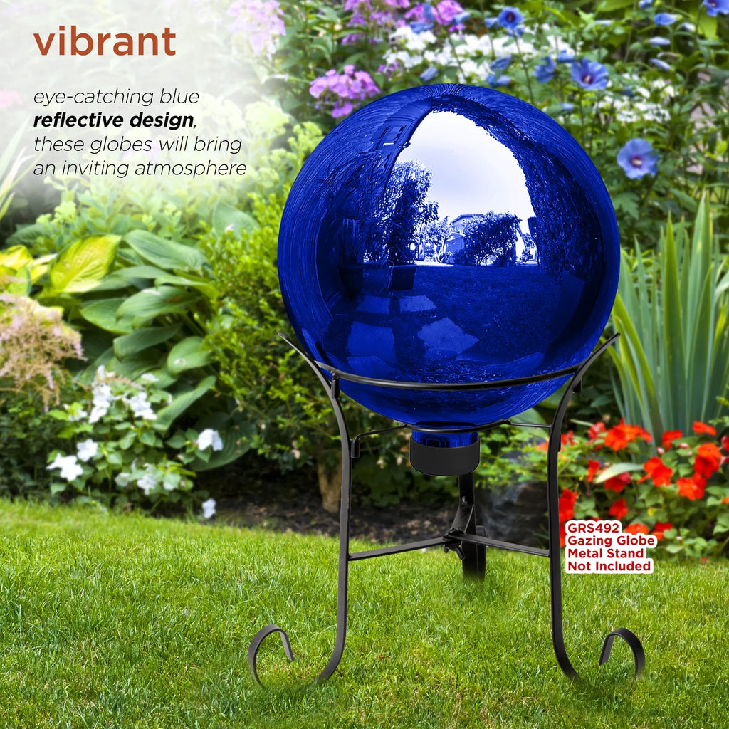 Alpine Glass Globe, Reflective 10" Blue Gazing Corporation