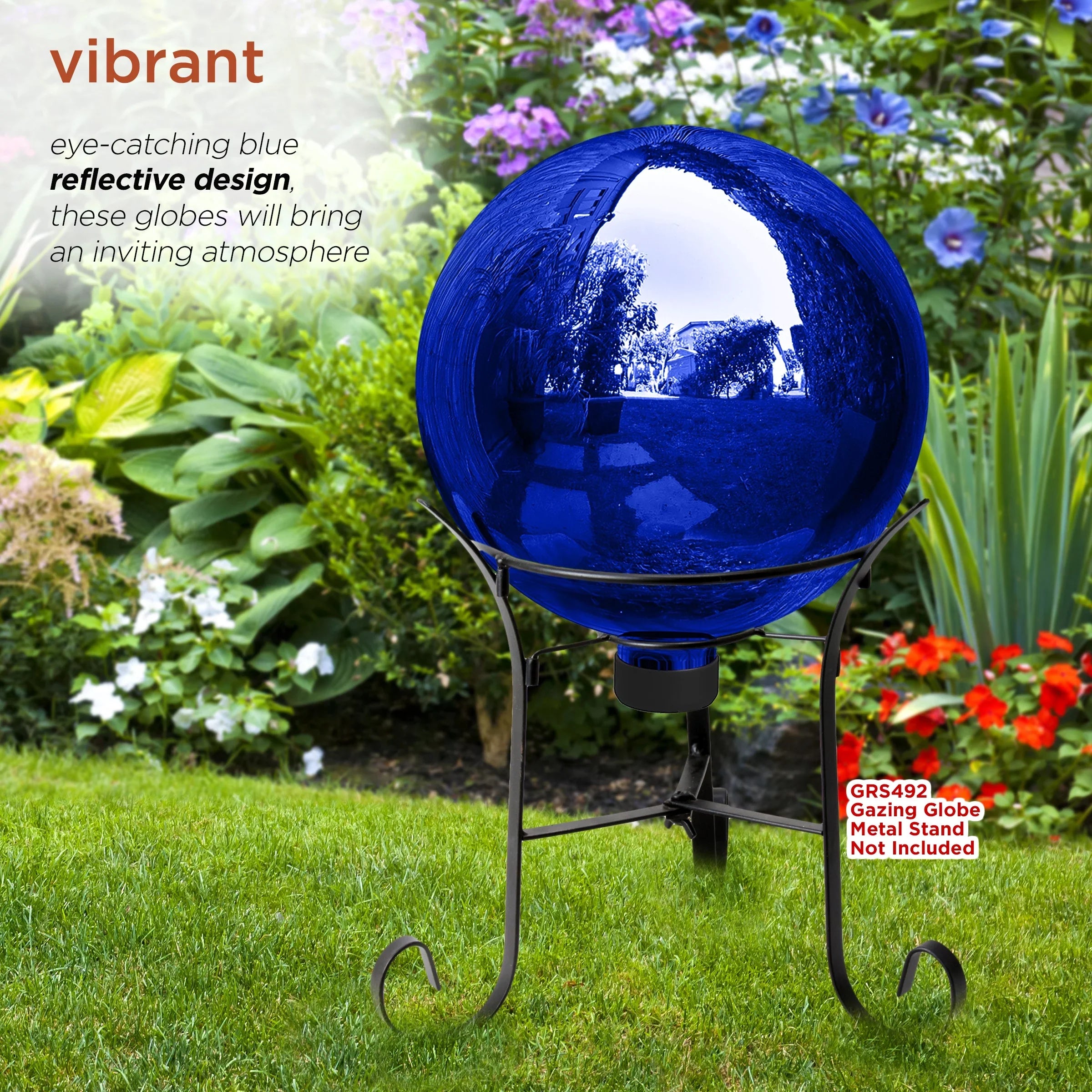 Alpine Glass Globe, Reflective 10" Blue Gazing Corporation