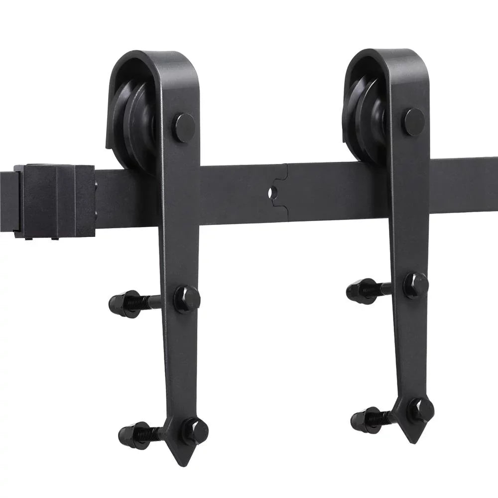 Kit 6 Ft Black Design Barn Steel Track Hardware Arrow Sliding Single-door Easyfashion Door Hanging