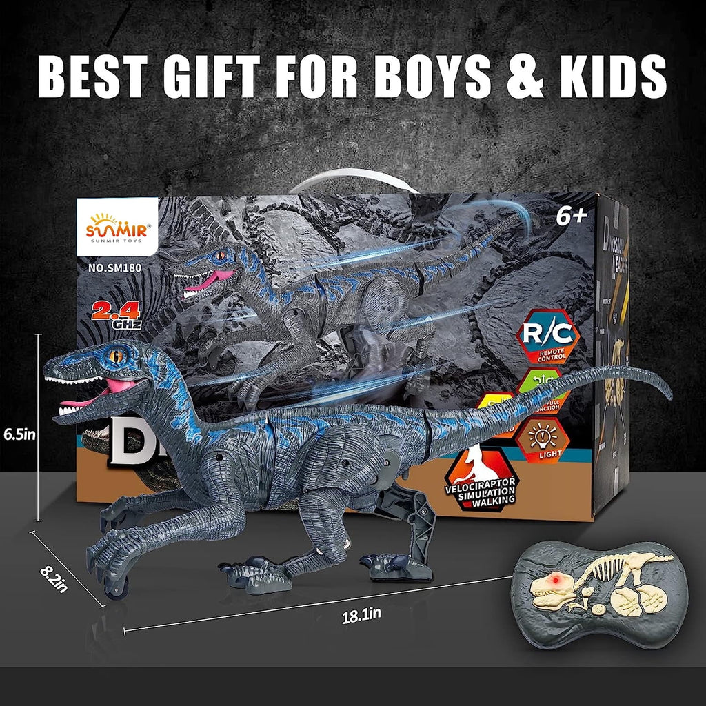 Robot JBee Walking for Gifts Toy Remote with RC Lights Old and Sounds Ctrl Boys T-Rex - Girls Control Dinosaur Blue Toys 8-12 Years Age for 5-7, Boys 3-5, Kids Dinosaur