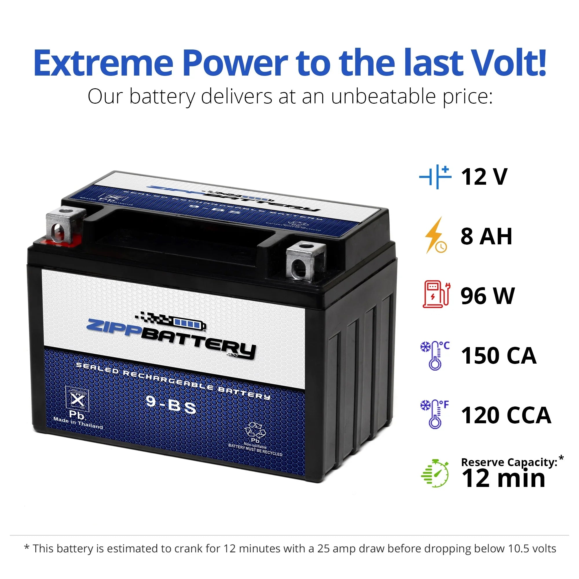 Ytx9-Bs 150Cc Battery Battery for 2004 Zipp Dazon Classic Atv Raider - Kart