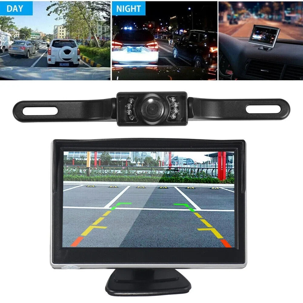 View Wireless HD Monitor Kit 5" KingFurt Camera Backup Car Night Rear Vision Waterproof