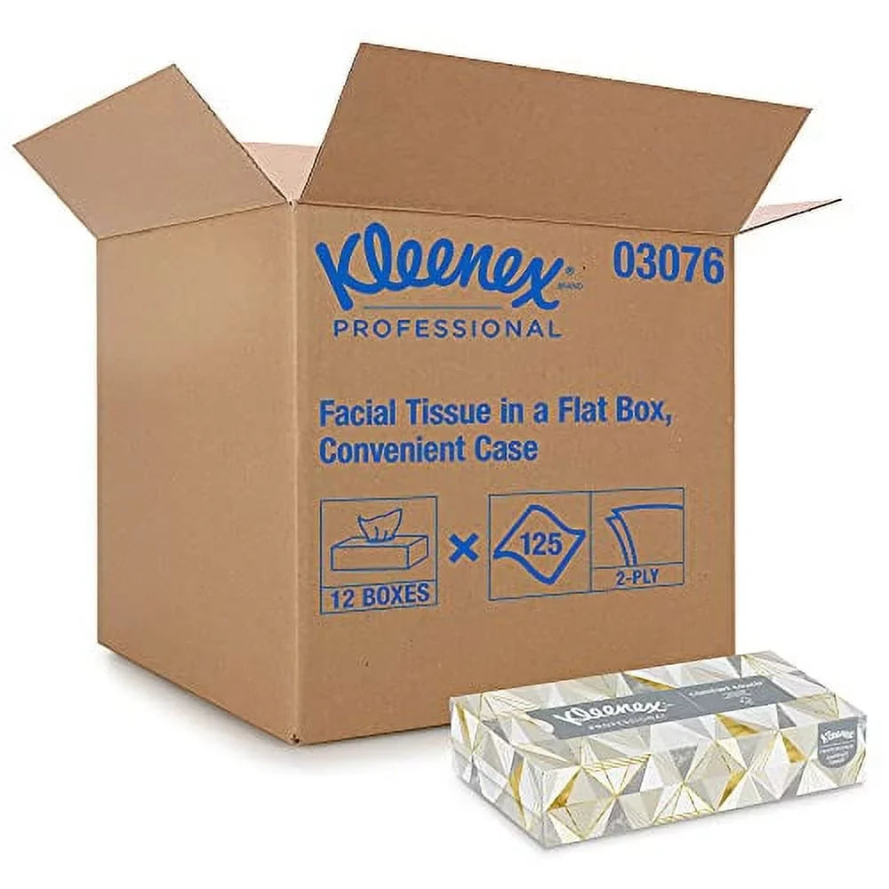 Kleenex Tissues per 8-3/5 125 8-2/5 Facial White, x Inch, Box, Count 12 Tissue,