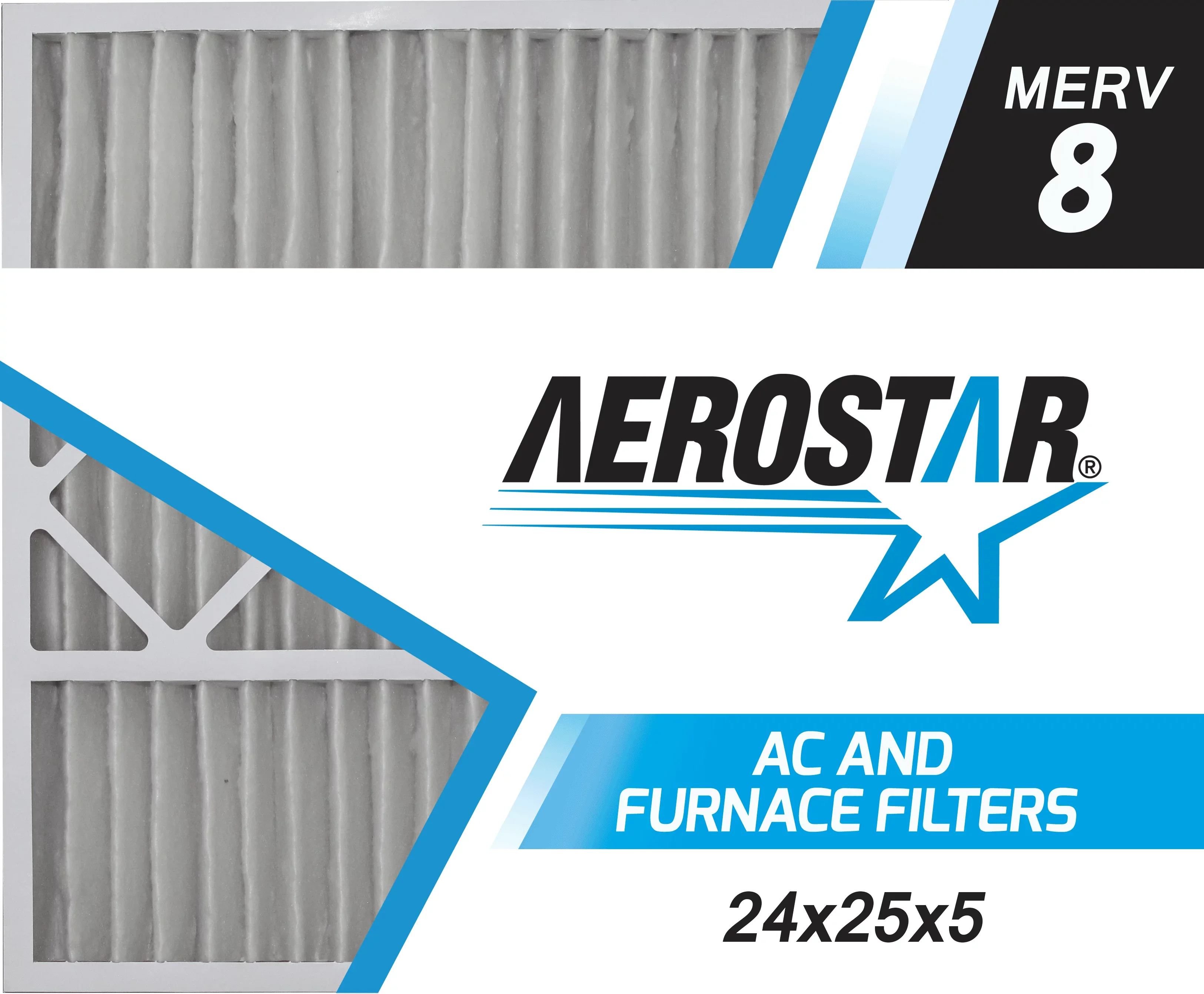 Replacement of Carrier Pleated 2 24x25x5 24x25x5, Air MERV 8, Filter, Aerostar Box