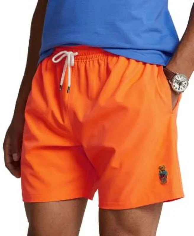 Mens Polo Orange-Small 5.75-Inch Lauren Classic Swim Blaze Trunks Traveler Ralph