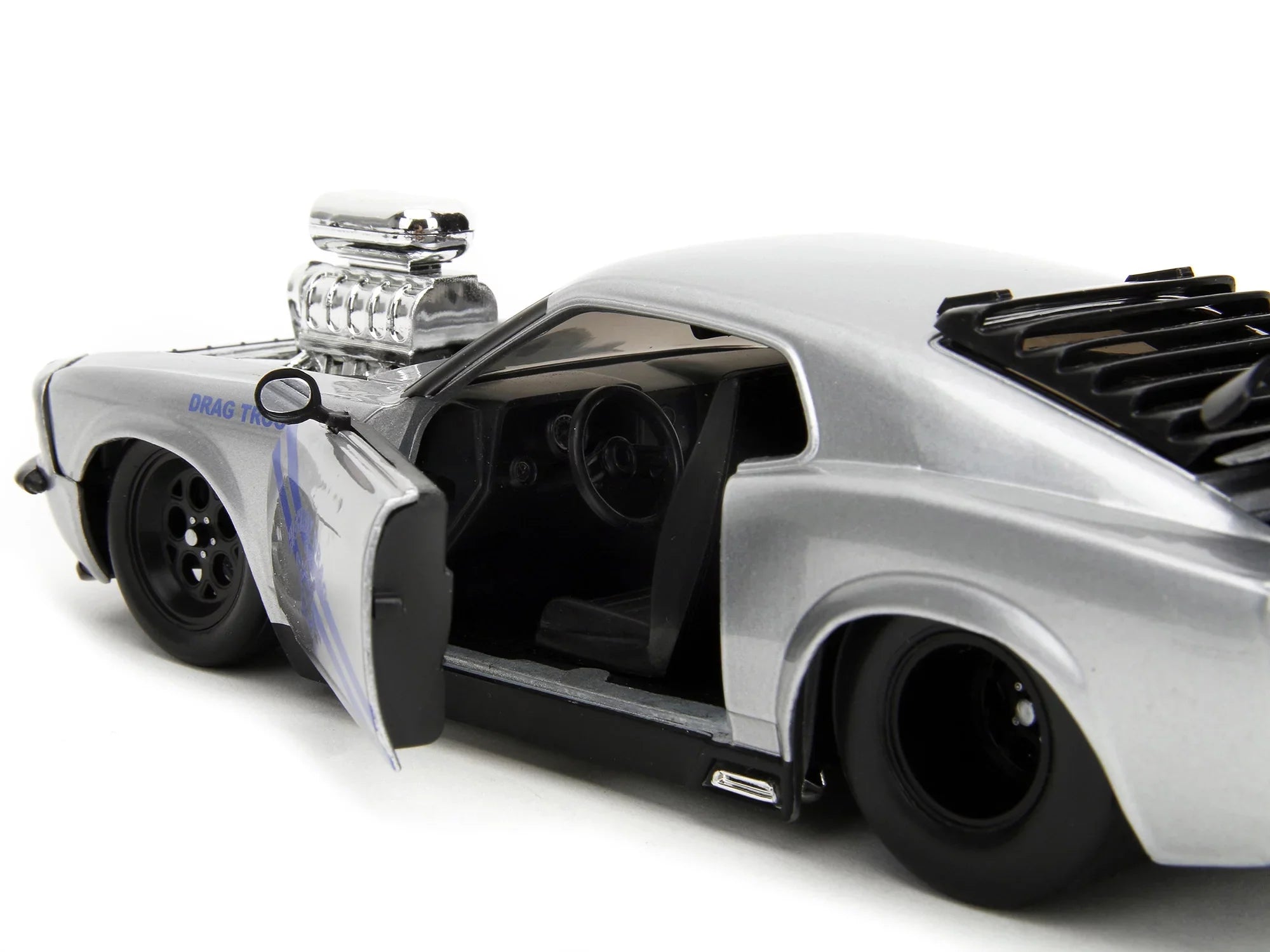Car Drag 1/24 Trooper Mustang - Jada Metallic Highway Diecast Boss Drag by 1970 Muscle Series Model Bigtime 429 Silver