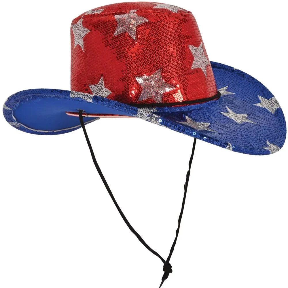 Patriotic Sequined Hat Cowboy