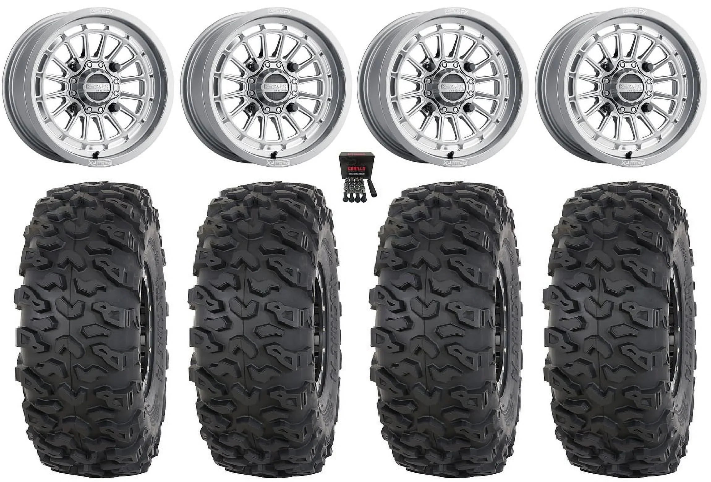 Pioneer Can-Am Tires Roctane Talon 1000 Gm Delta 15" T4 Maverick / Honda X3 MetalFX / Cut Wheels 30" Contrast