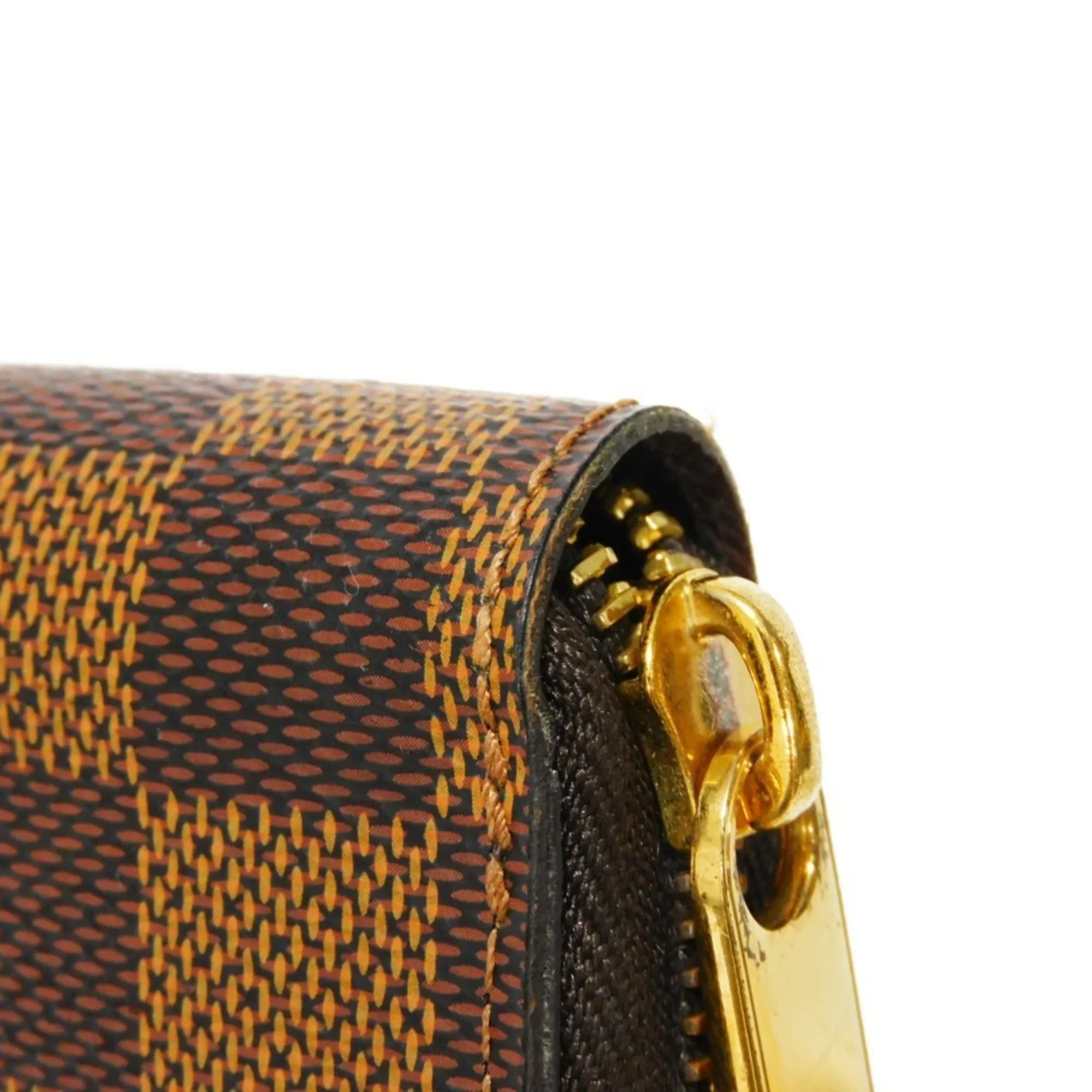 Zipper New Zippy Damier Pre-Owned (Good) Vuitton Men's Brown Pattern N41661 Wallet Ebene Checkered Long Logo Round Women's
