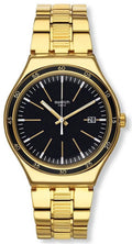 Black Steel Watch Swatch Tone YWG403G Men's Dial Bullet Gold Stainless