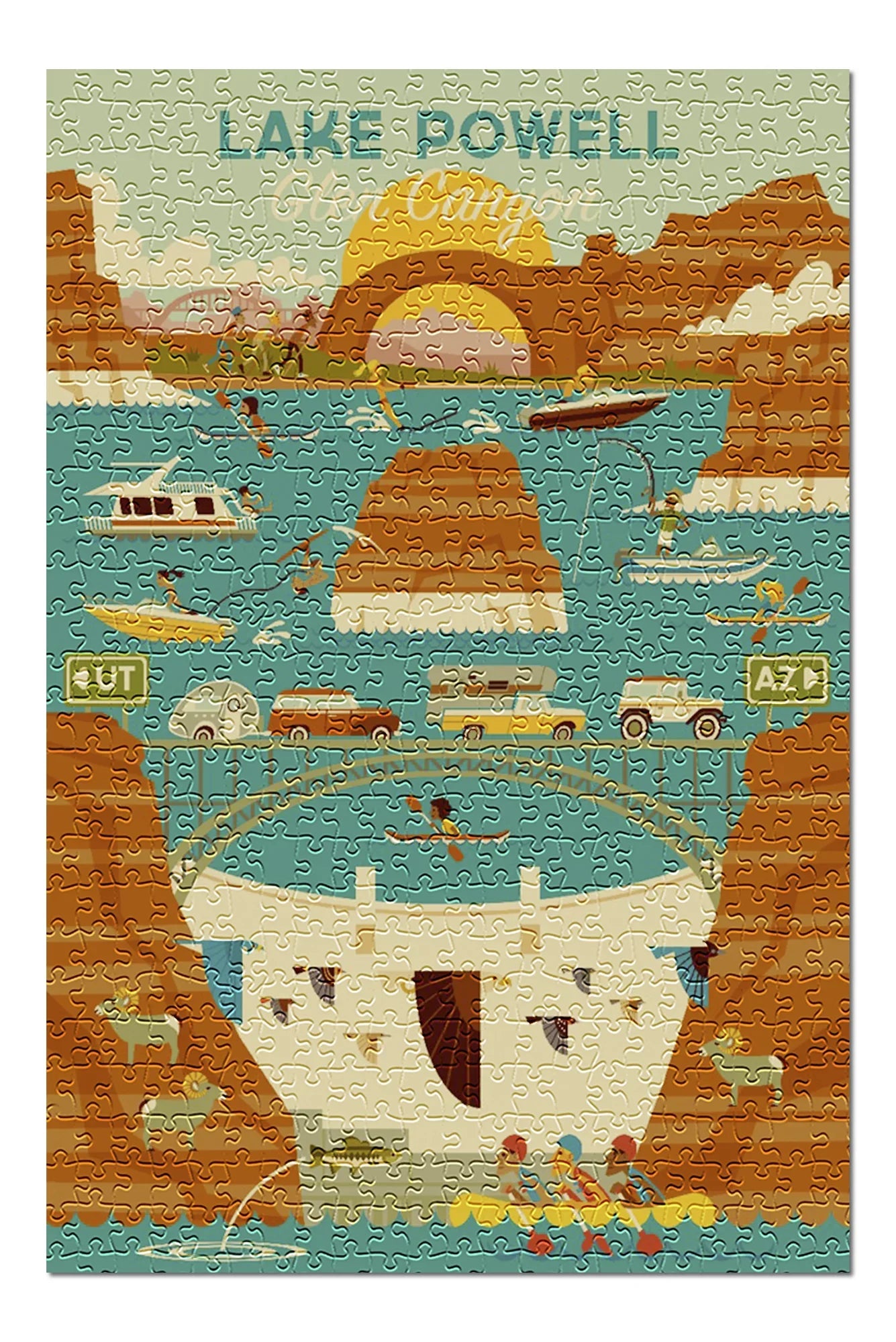 (19x27 500 Family, Adults Lake Piece Puzzle for and Arizona, Powell, Geometric Premium Dam, in Made inches, USA) Jigsaw Canyon Glen