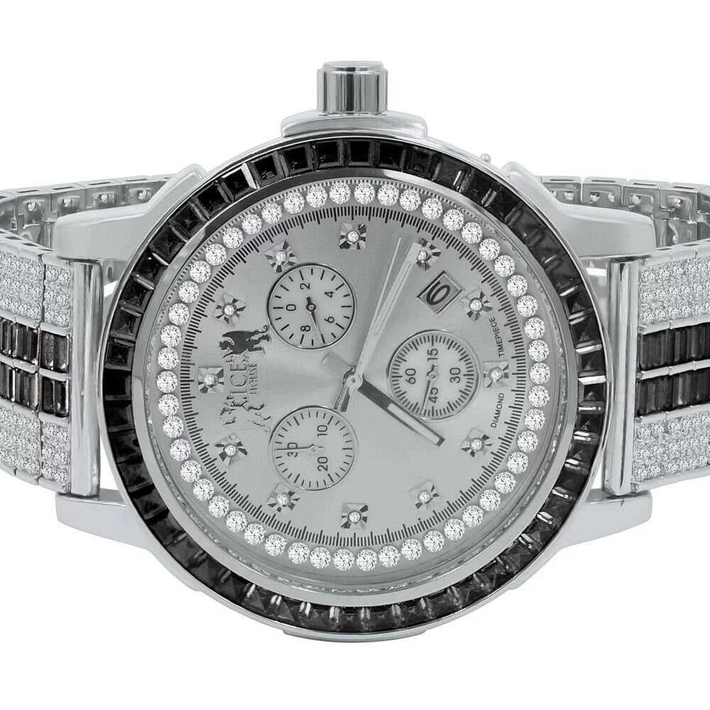Bezel Real Gold Tone Black 18K Exclusive Custom Diamond Onyx Dial Steel Mens Custom Band Solid Watch