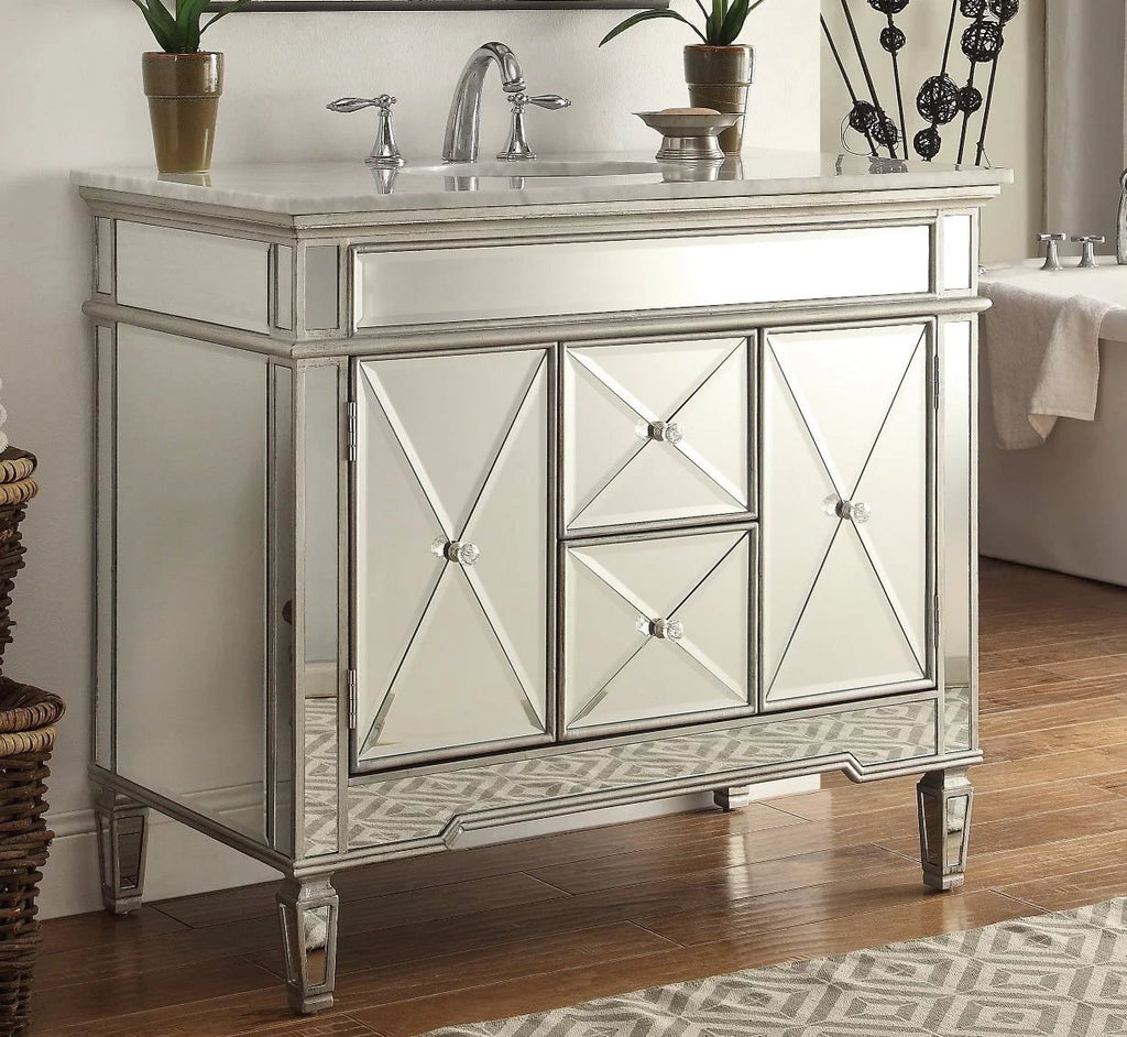 Vintage Sink Silver Bathroom Mirrored Vanity 40" DH-13Q332 Benton Collection Giselle