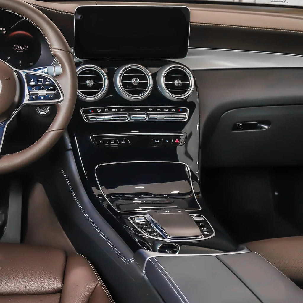 C W205 Tech W253 2015-2021 Ashtray Storage Compatible Console Frame Class GLC Trim, GLC 300 Class with Benz Mercedes Center C400 Xotic C63 Box C300 2016-2023 Chrome,