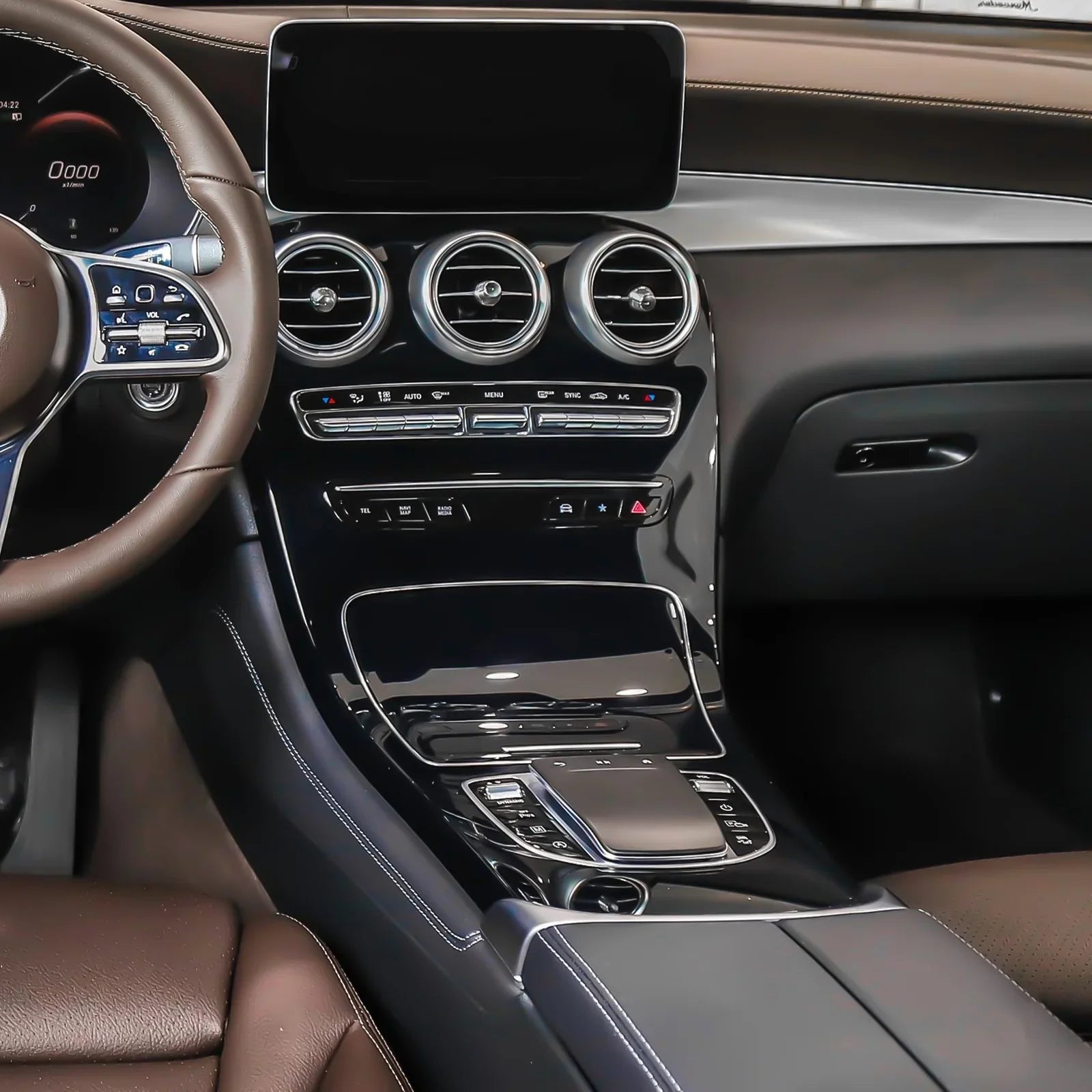 C W205 Tech W253 2015-2021 Ashtray Storage Compatible Console Frame Class GLC Trim, GLC 300 Class with Benz Mercedes Center C400 Xotic C63 Box C300 2016-2023 Chrome,