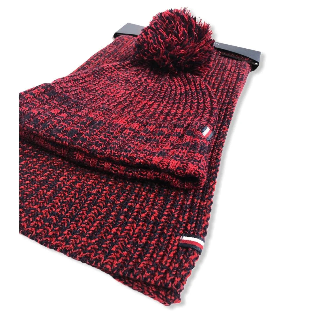 Navy Set and Scarf Red Hat Logo Hilfiger Tommy and