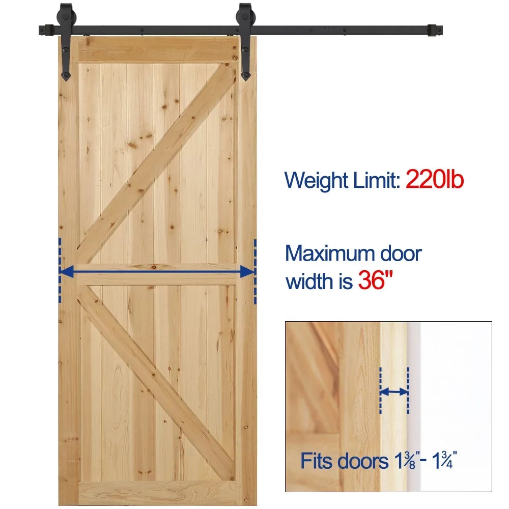 Kit 6 Ft Black Design Barn Steel Track Hardware Arrow Sliding Single-door Easyfashion Door Hanging