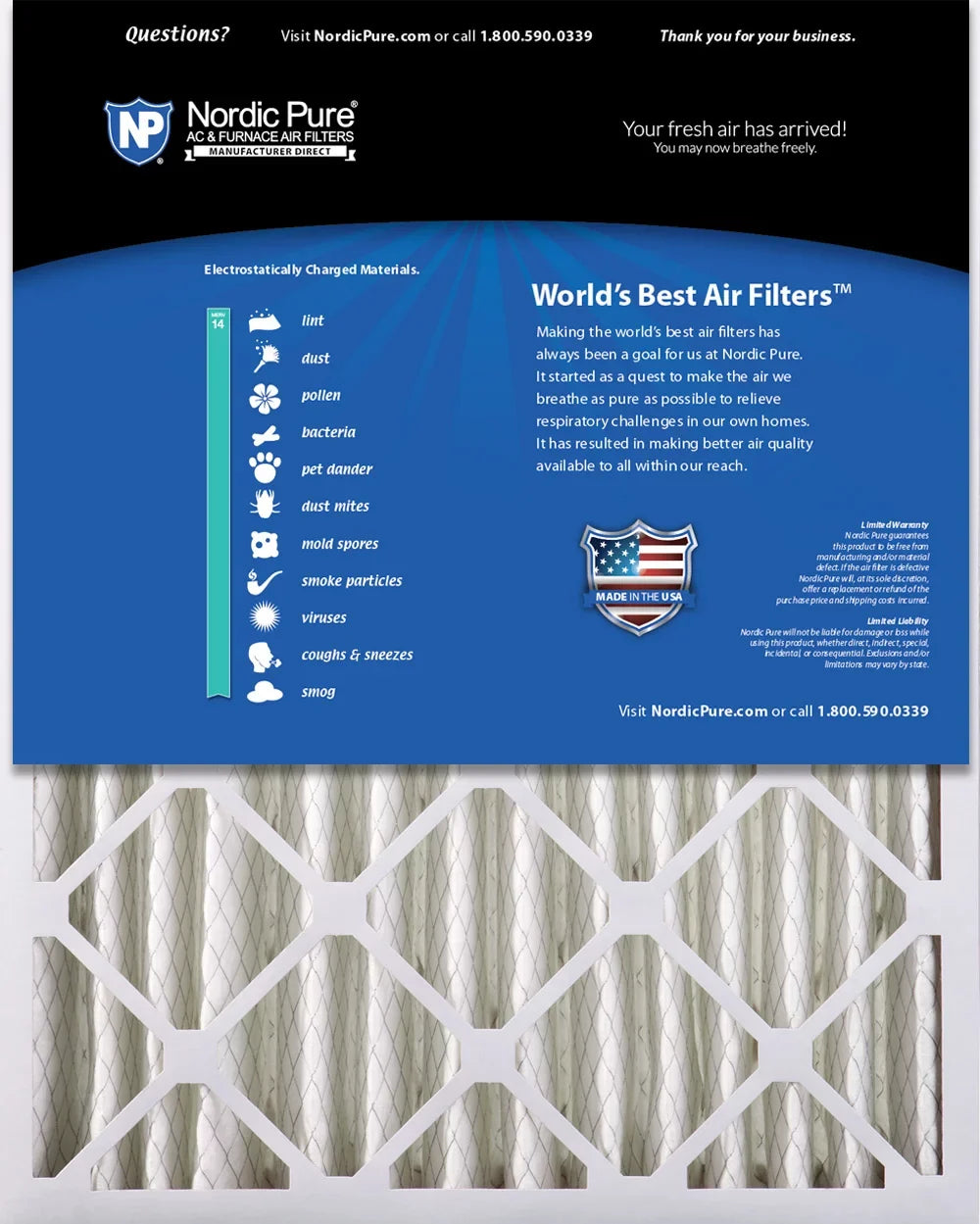 MERV Pure 5/8) Nordic Pack 1 Air Filter Pleated (3 14 28x30x4
