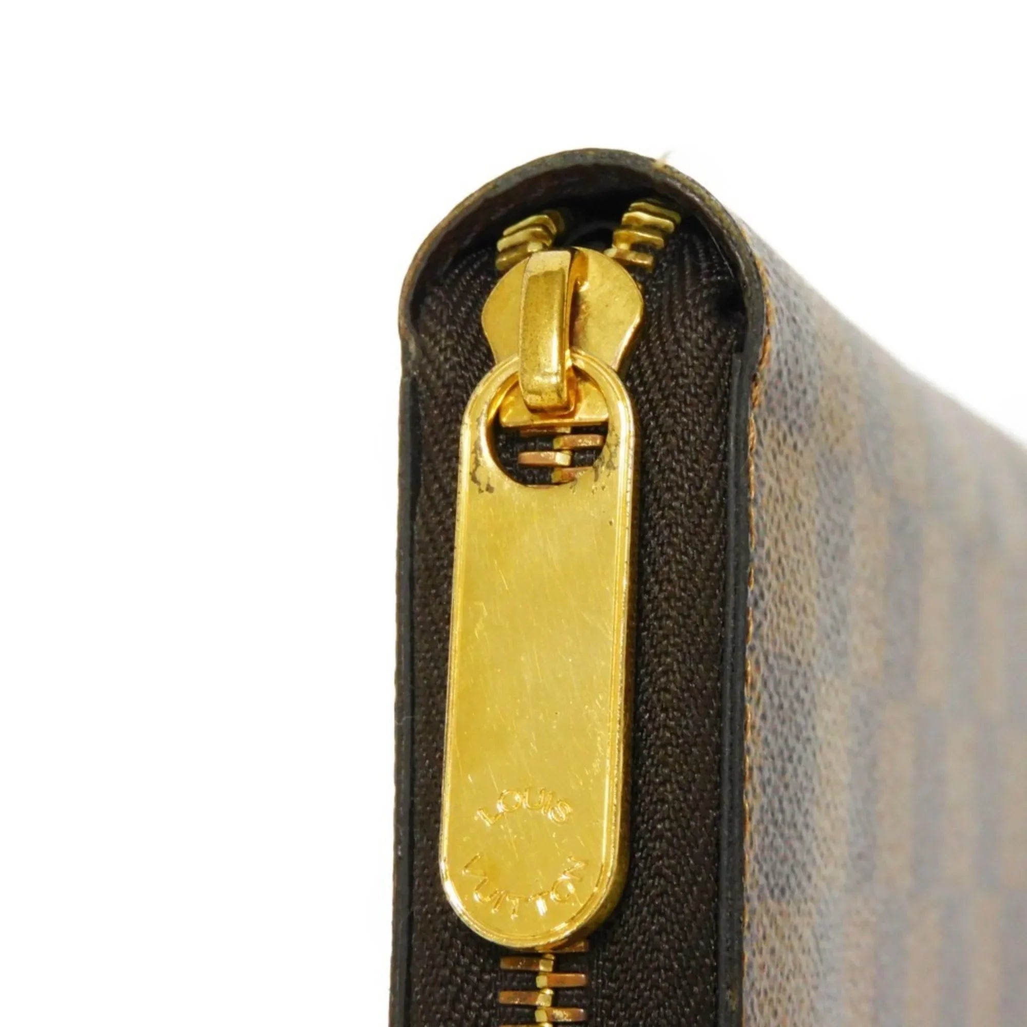 Zipper New Zippy Damier Pre-Owned (Good) Vuitton Men's Brown Pattern N41661 Wallet Ebene Checkered Long Logo Round Women's