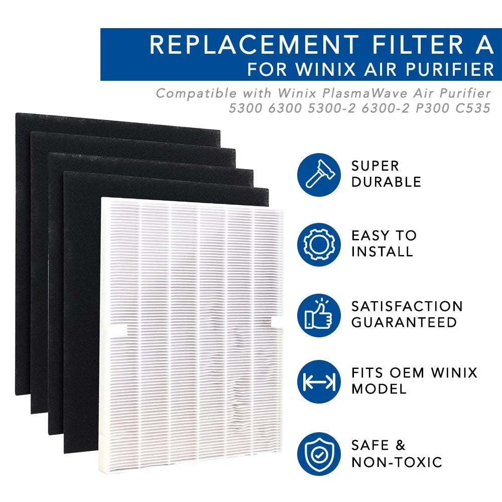115115 5300 5300-2, Replacement Filter Set) 5500 for (2 for 6300-2,P300, Winix HEPA and Filter A C535,