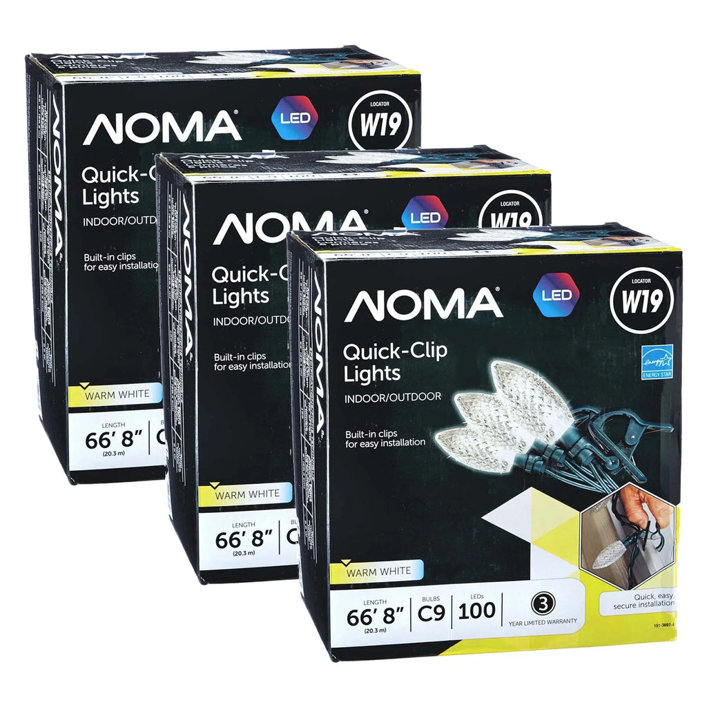 Quick C9 LED Christmas Pack) NOMA 100 String Bulbs (3 Clip Warm Lights