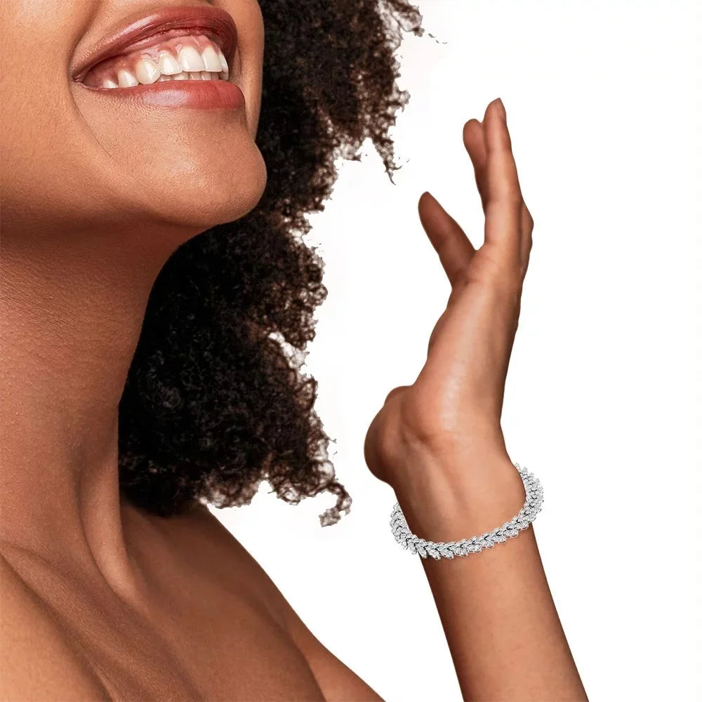 Miracle I3 7.25" Cttw Diamond - Link clarity) Set 2.00 .925 color, Sterling Silver Bracelet Wreath (I-J Laurel