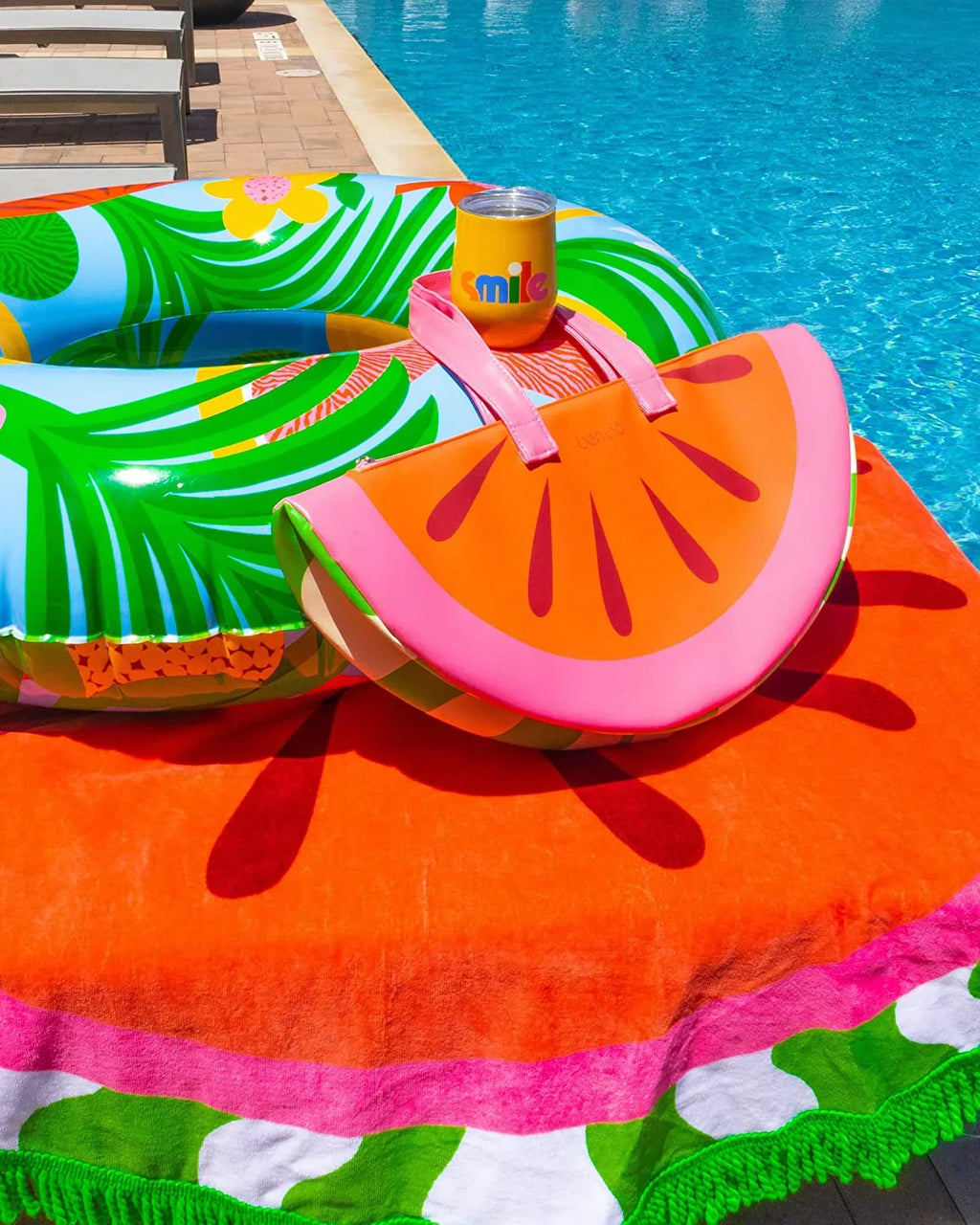 Beach Days, Insulated for Cute Portable Soft ban.do Chill Bag, Super Cooler, Picnics Cooler with Watermelon Sided Shoulder Bag 2.0 Straps, or Cooler