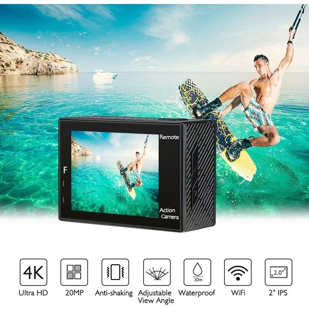 '- Akaso with V50 4K/30fps Wi-Fi Action 20 Box) MP Camera-Native (Open
