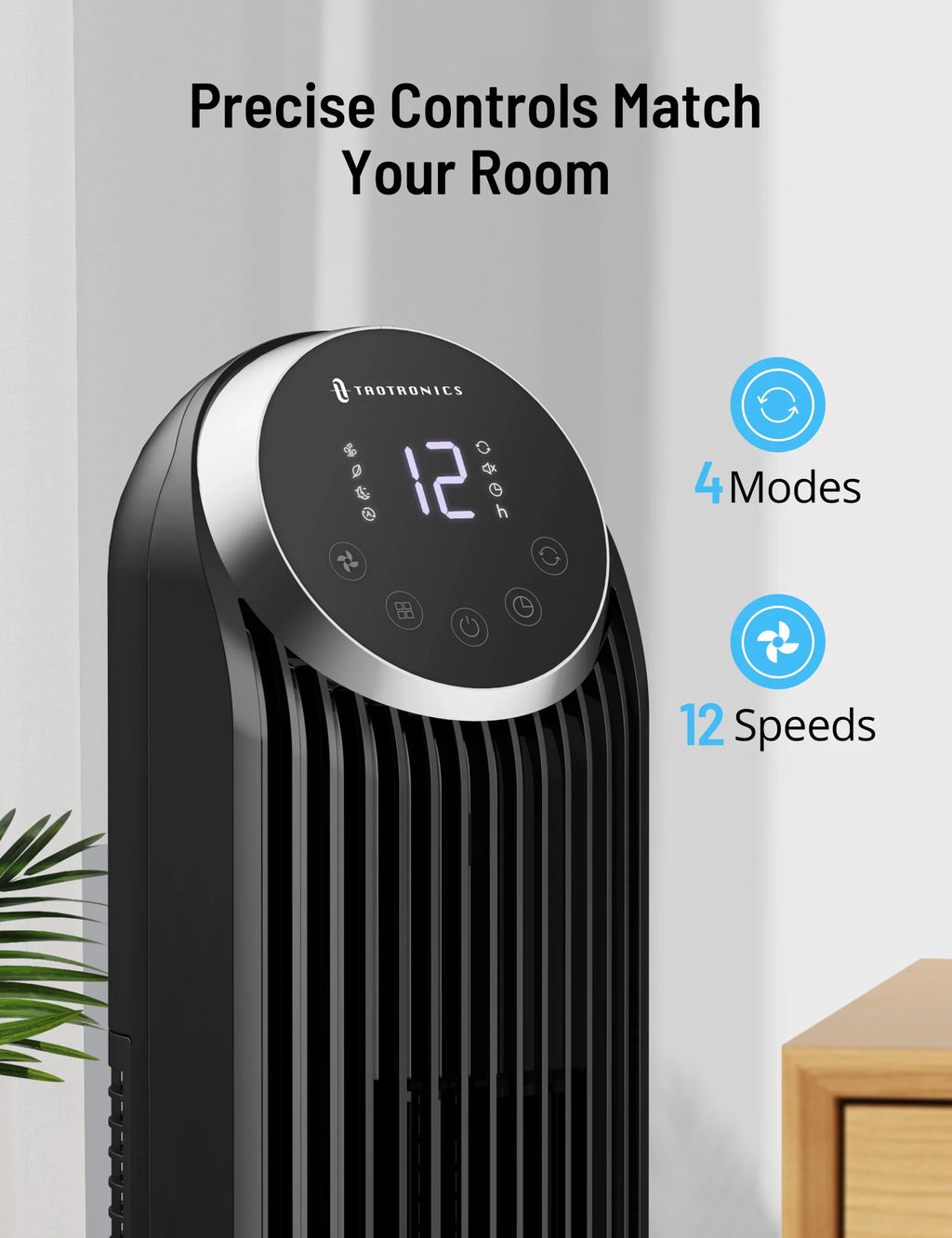 42" 120° 4 12H Fan, Modes, Bladeless Timer, Fan Office with for Home, Oscillating Speeds, Standing Dustproof Filter, Remote, Fan Mesh Tower TaoTronics 12 Fan,