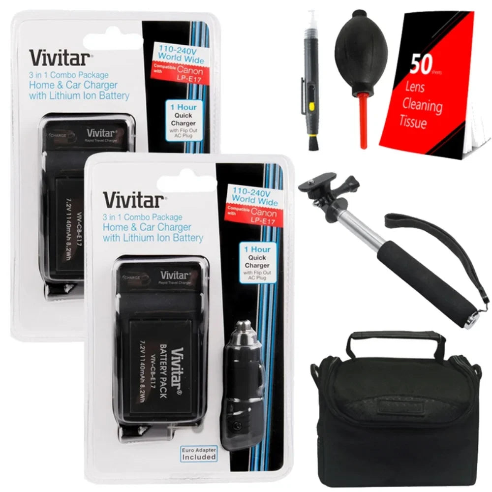 CANON T6s T6i, CANON Battery for Kit (VIV-CBE17-KIT) Cleaning LP-E17 Replacement Vivitar Rebel