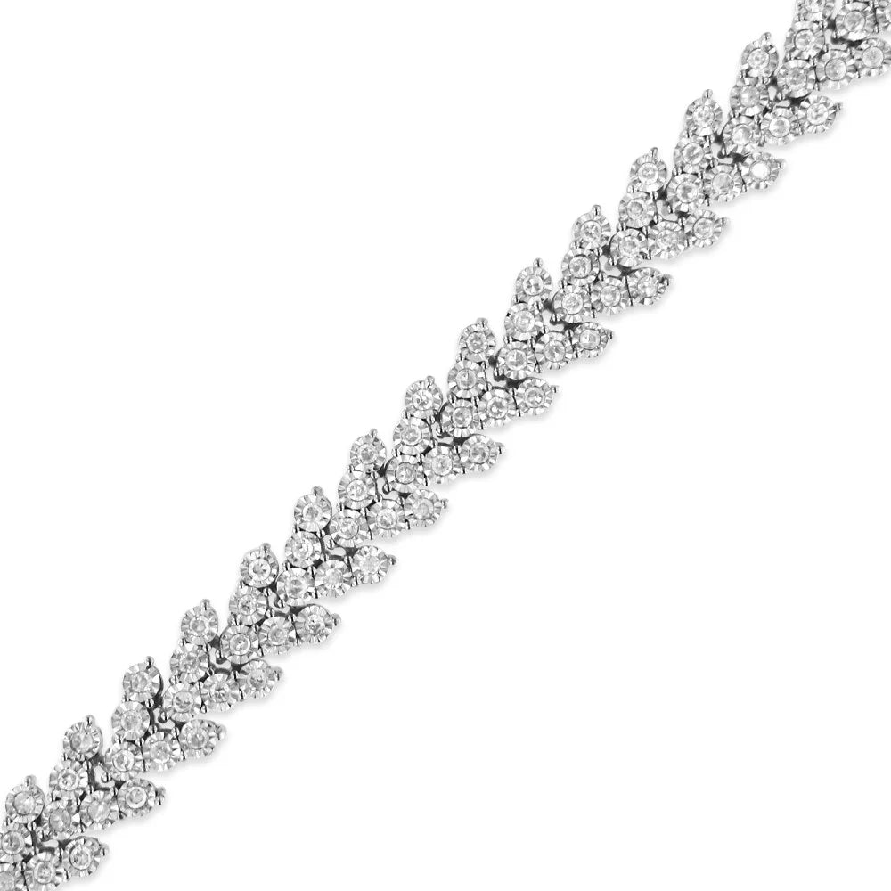 Miracle I3 7.25" Cttw Diamond - Link clarity) Set 2.00 .925 color, Sterling Silver Bracelet Wreath (I-J Laurel