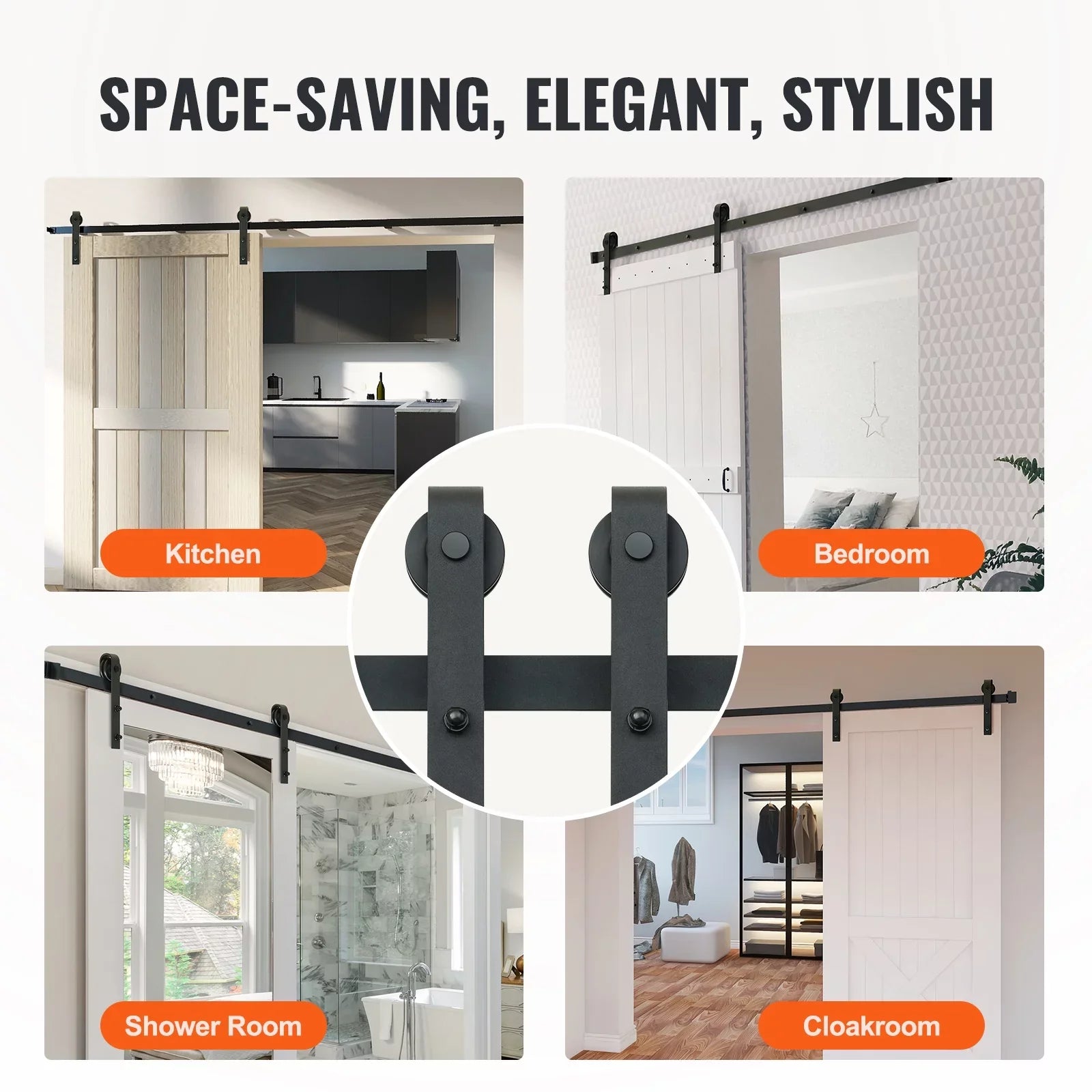 Barn Kit Sliding 8FT for BENTISM J Closet Door Hanger Track Hardware Single Door