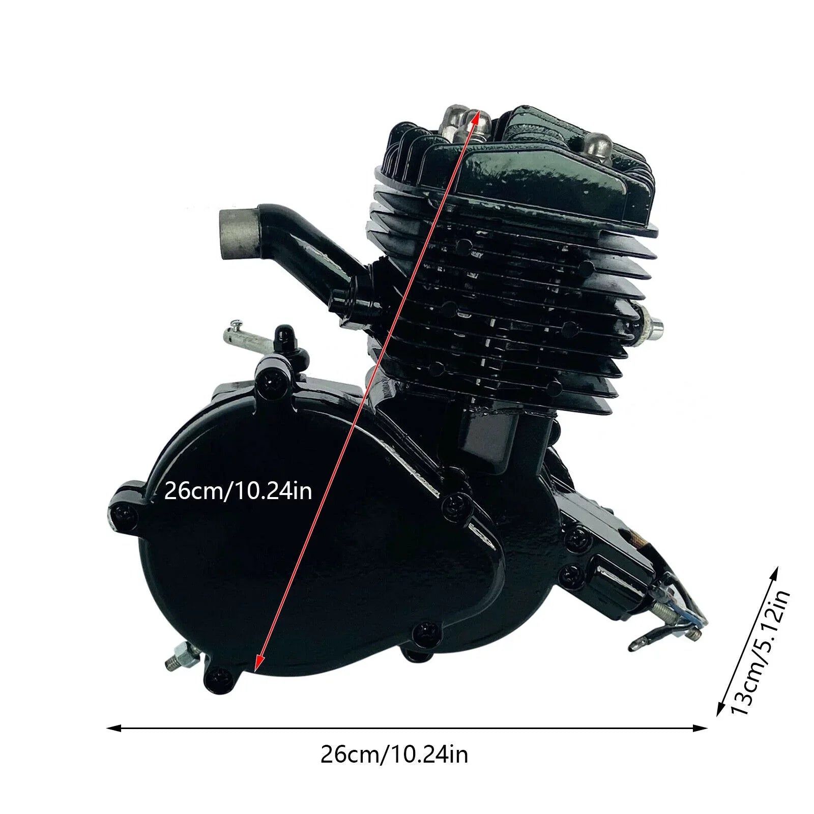 Air-Cooled 2-Stroke Petrol Assembled 80cc Black Full Single Bicycle Engine Bike Gas Motorized Motor Cylinder Miumaeov