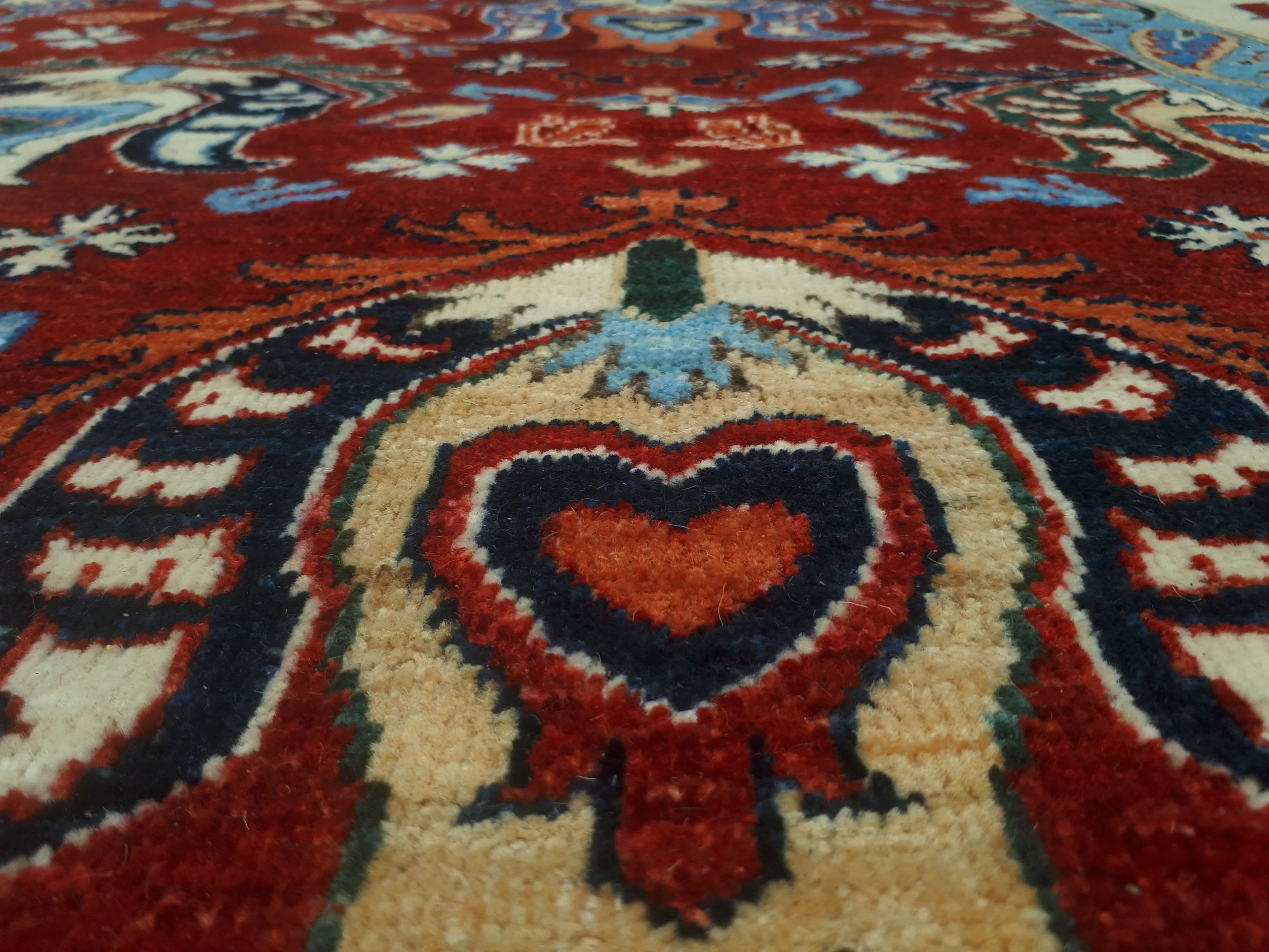 9'9" Matias Red/Ivory Rug, x Aria 13'9"