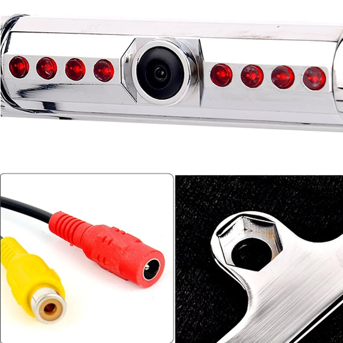 REAR VIEW NIGHT METAL FOR PIONEER AVIC-F50BT CAMERA - CHROME FRAME COLOR VISION