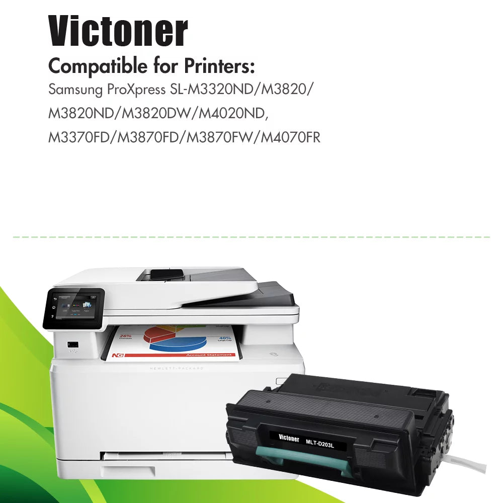 Black Ptiner 3-Pack ProXpress MLT-D203L M3820DW for SL-M3320ND Toner Use With Victoner M3820 M4020ND M3820ND Compatible