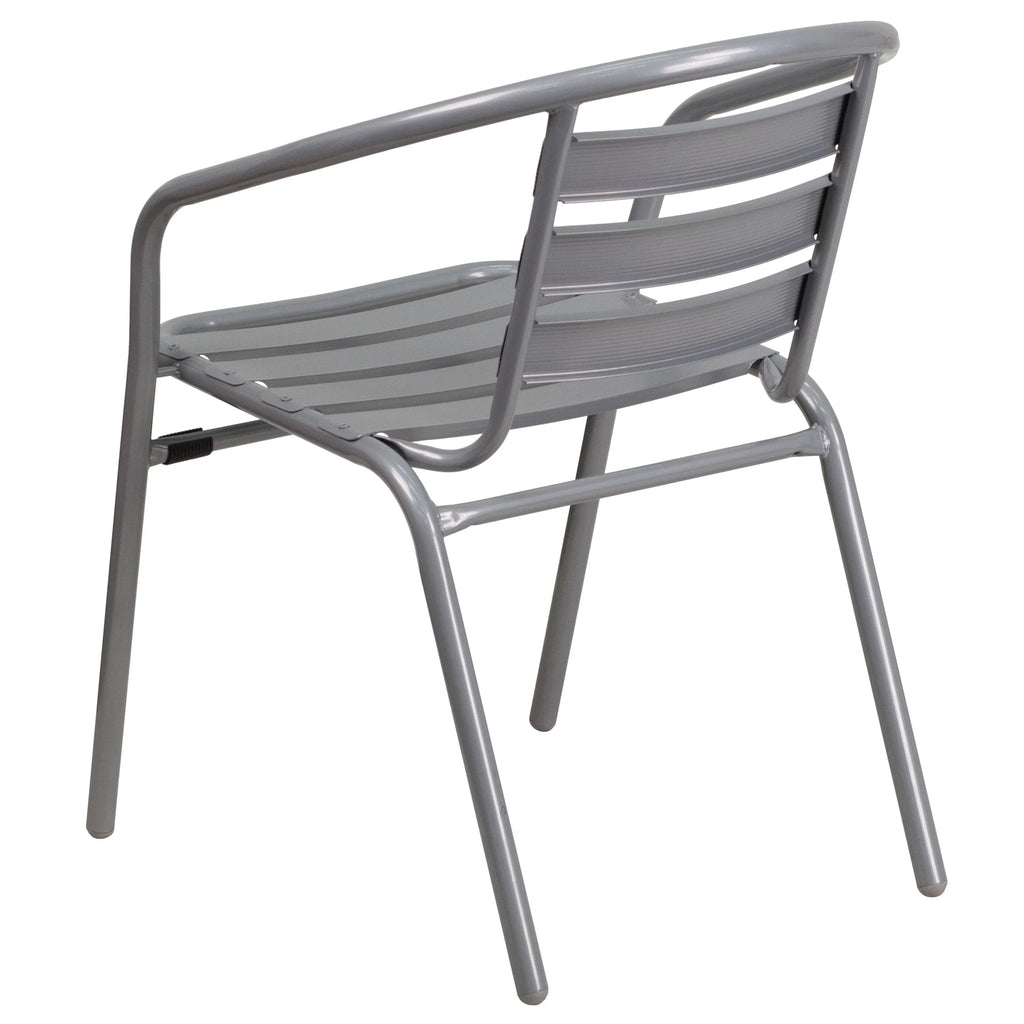 with Pack Silver Aluminum Metal Flash 4 Chair Furniture Slats Restaurant Stack