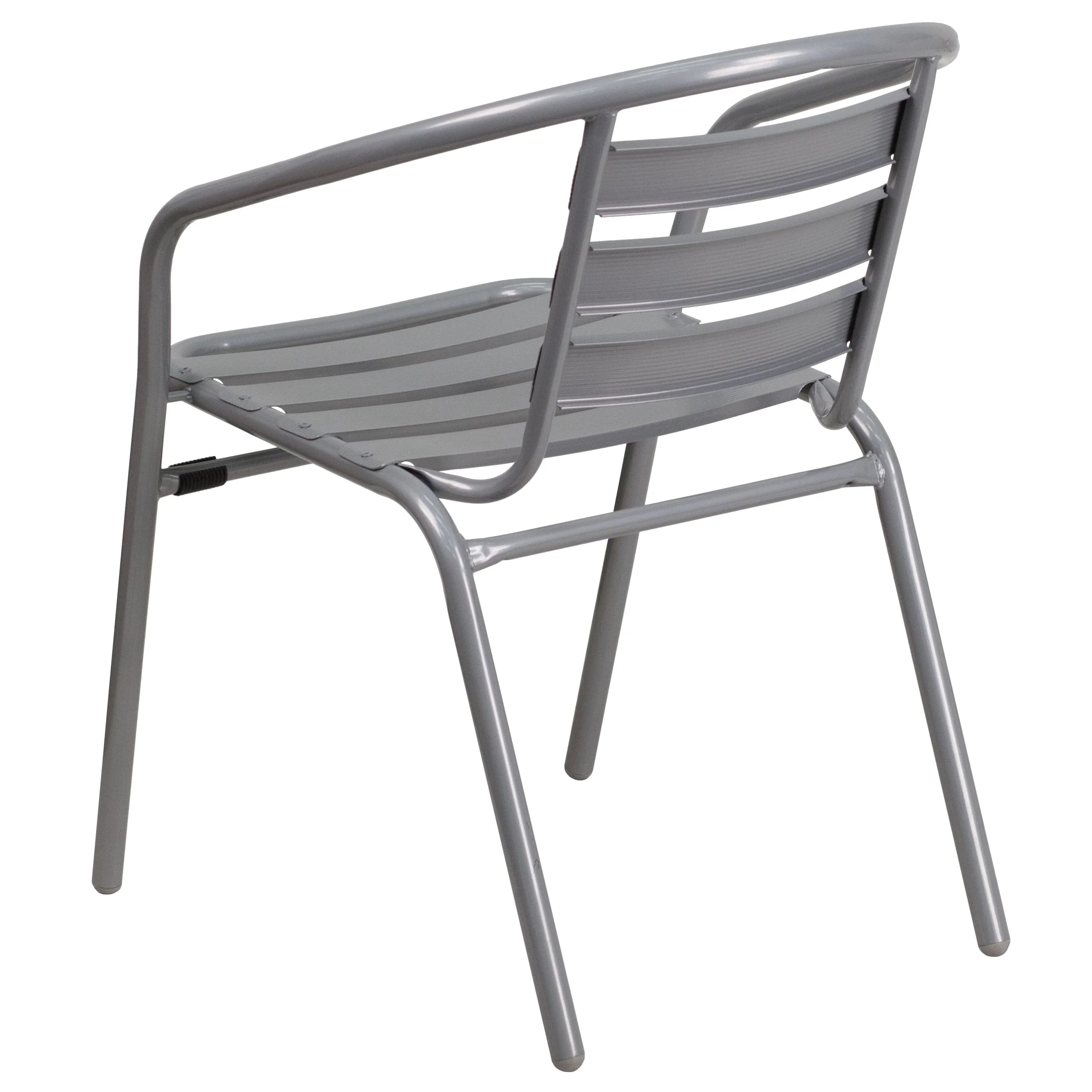 with Pack Silver Aluminum Metal Flash 4 Chair Furniture Slats Restaurant Stack