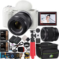 Alpha Lens Extra Gear ZV-E10 Accessories Body Camera Video Bundle 50mm Photo Mirrorless and + Vlog White APS-C Large with Case Battery + SEL50F18F Deco ILCZV-E10/W Kit F1.8 Aperture FE