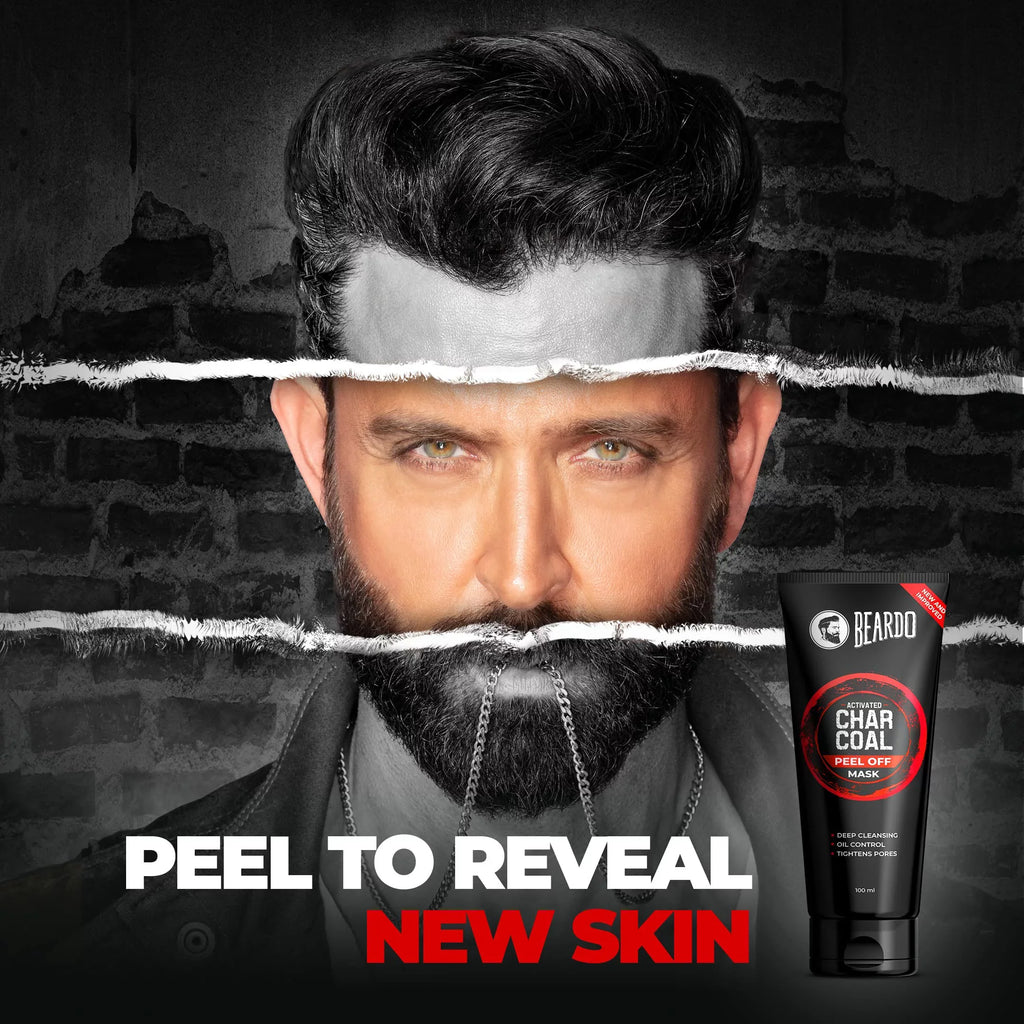 & | Men Removal Mask | 100ml for Blackhead Skin Dirt for | Activated Suitable | Charcoal Peel Mask & Tan Fights Detox Off Pollution, Beardo Sensitive