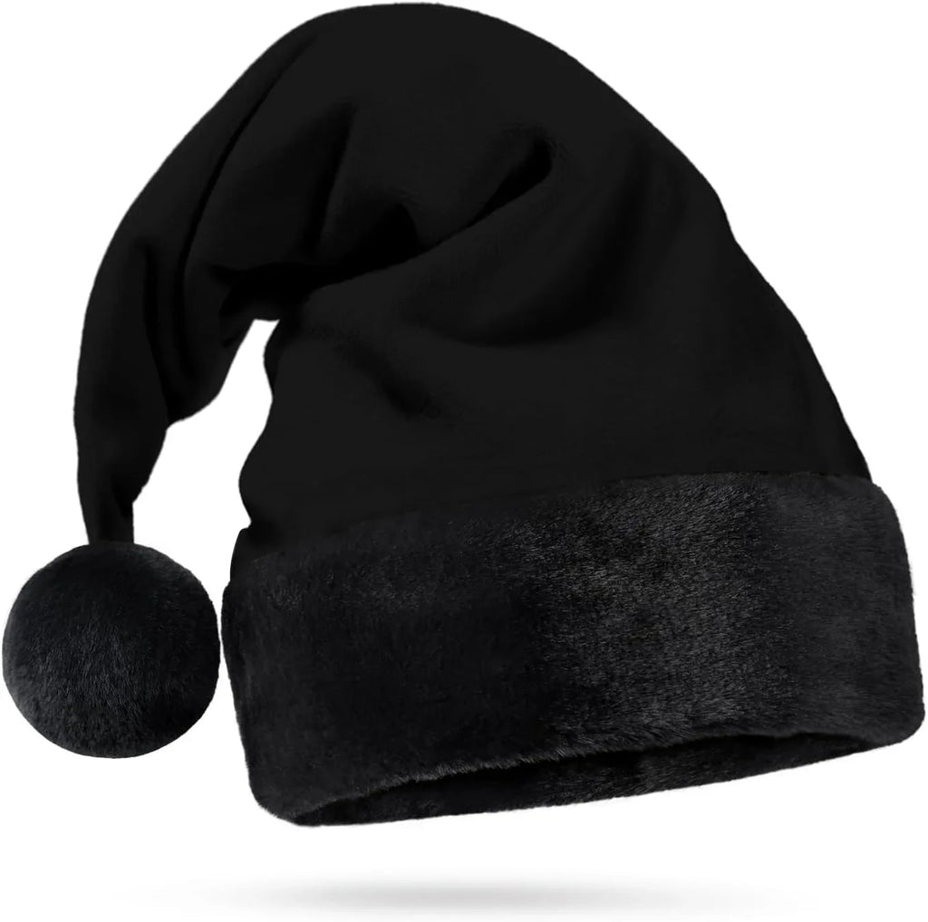 Gothic Black Faux Xmas Christmas Trim - Adult, Santa Goth - - dimension All Accessory, 1 Black Hat Hat Fur
